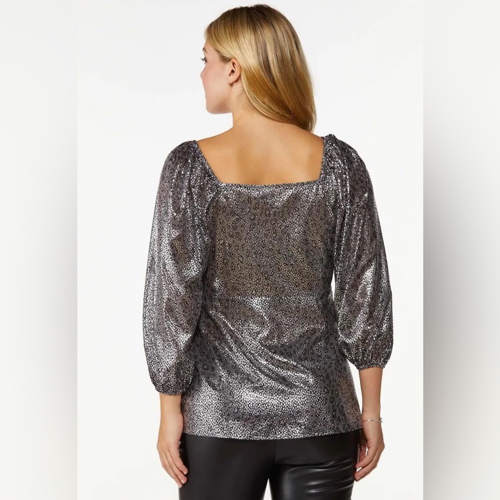 CATO Plus Silver and black print Wrap Top size 14/16 W